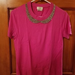 Kate Spade jeweled neck peter pan collar pink